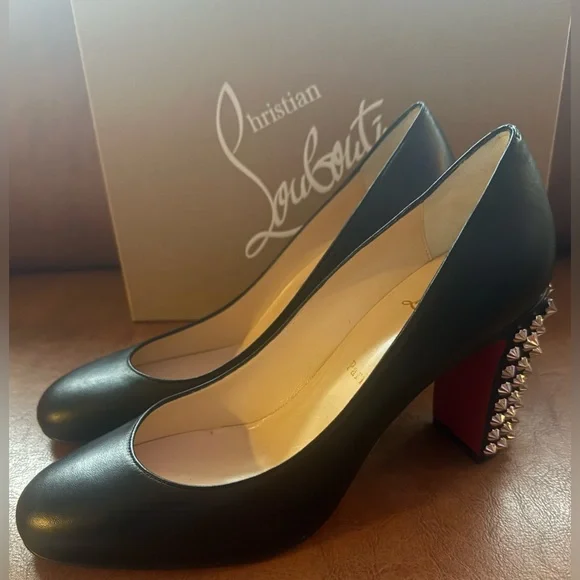 Christian Louboutin Marimalus Nappa Leather Spike Heel Pumps Black EU 39 NIB - Picture 3 of 15